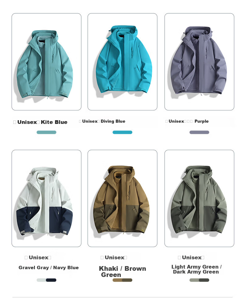 JEEP SPIRIT Men's 3-in-1 Waterproof Outdoor Mountaineering Jacket Women's Light Army Green/Dark Army Green M 9