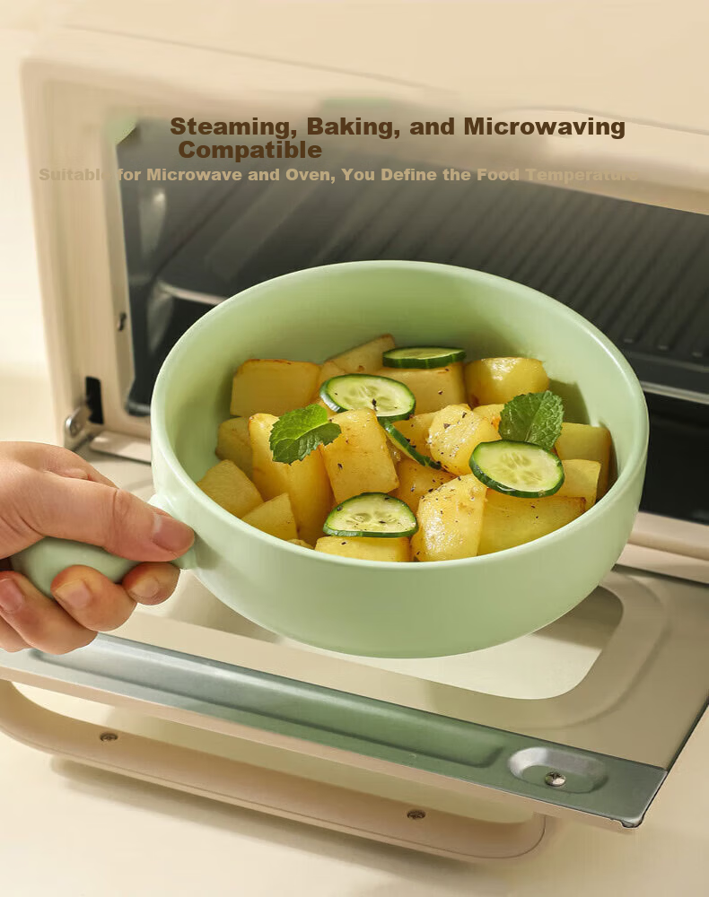 Can General Handle Bowl with Handle Baking Bowl Rice Casserole Japanese Style Ramen Ceramic Salad Bowl 650ml 3