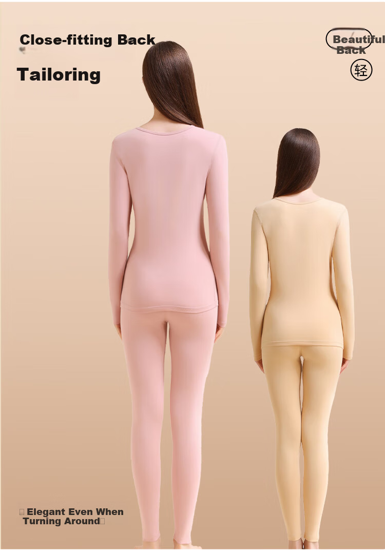 GUJIN Women's Thermal Underwear Set Autumn Winter Cotton Heat Retaining Thick Slim Fit Base Layer Top and Bottom 13