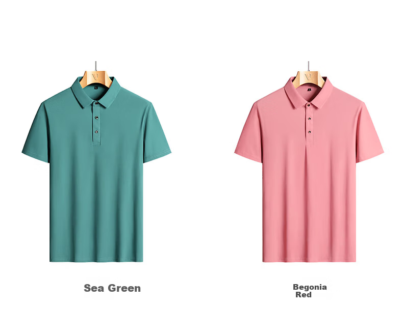 Dibinze Plus Size Ice Silk Short Sleeve Polo Shirt Men Summer Thin Loose Big and Tall Black 2XL 21