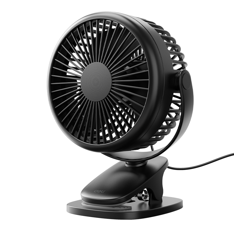 Deli USB Mini Fan Office Desktop Fan Student Dormitory Bed Car Outdoor Baby Stroller Clip Small Electric Table Cooling Fan Black LK221