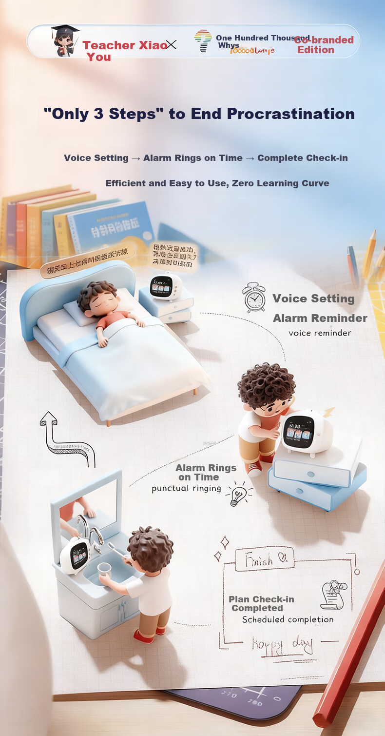 Keyumeng AI Time Treasure Robot Companion Smart Alarm Clock Learning Machine Synchronized Textbook Children's Toy Birthday Gift 6