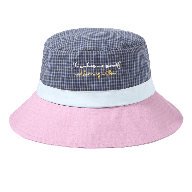 CACUSS Women's Summer Sun Protection Bucket Hat Outdoor Sun Hat Colorblock Slim Face Slimming Hat Navy Plaid