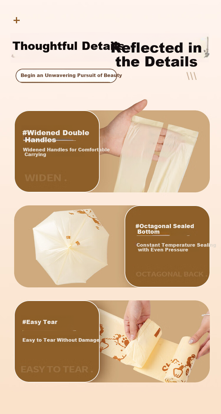 OKISS Household Vest-Style Garbage Bags Thickened Handheld Extra Thick Kitchen Tear-Free Double-Sided 2.6 Mil 52x55cm 150pcs 12