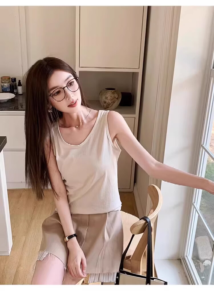 Langsha Cooling Snowflake Cotton Women's Vest Spring Loose Fit Side Coverage Camisole Sleeveless Casual Lazy Style Top 13