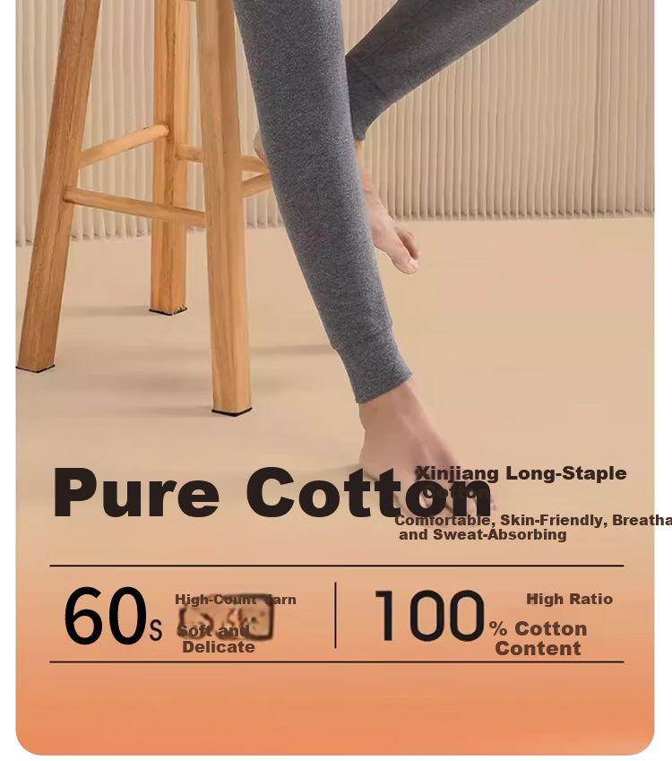 Yalu 100% Cotton Anti-Mite Anti-Static Men's Thermal Long Johns Thin Winter Warm Cotton Antibacterial Underwear 2