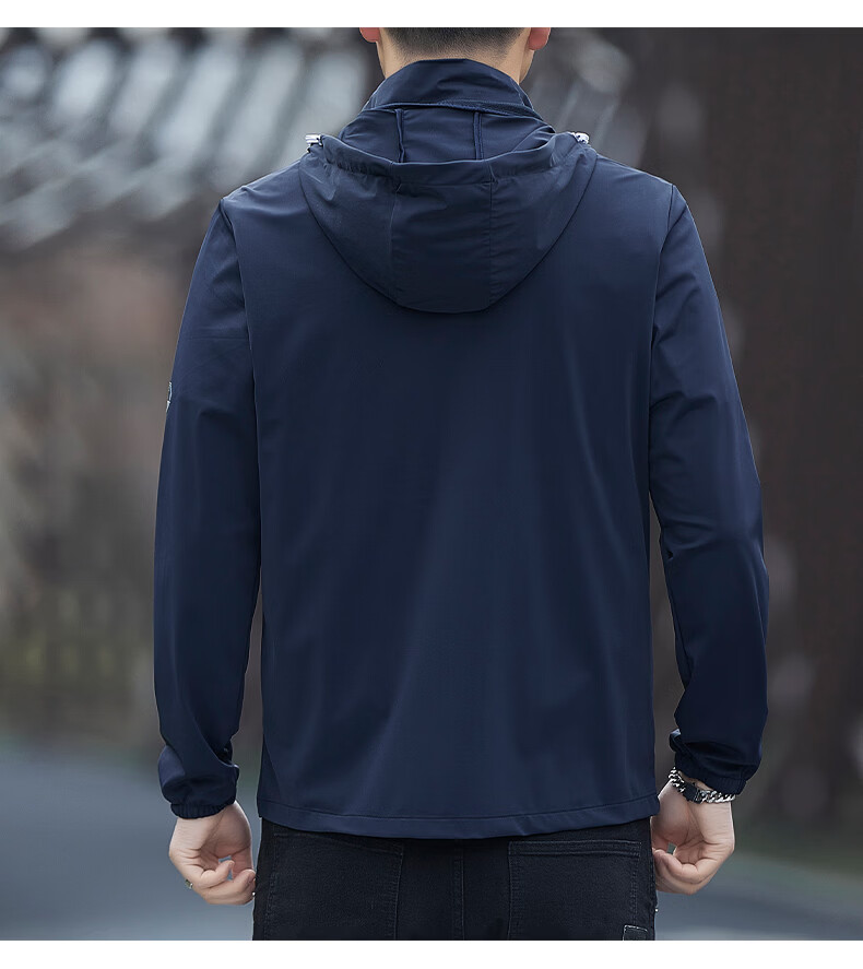ROMON Men's Summer Ice Silk Quick-Dry Thin Breathable Casual Outdoor Sun Protection Jacket Fishing Coat 8189 Blue XL 17