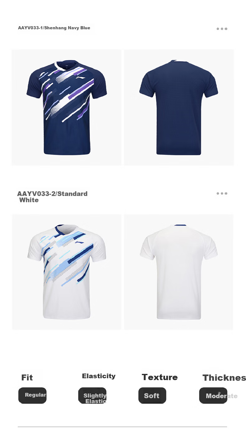 LI-NING Men's Badminton Short Sleeve Competition Jersey Team Series Sports T-Shirt Breathable Sweat-Absorbing Team Uniform 8