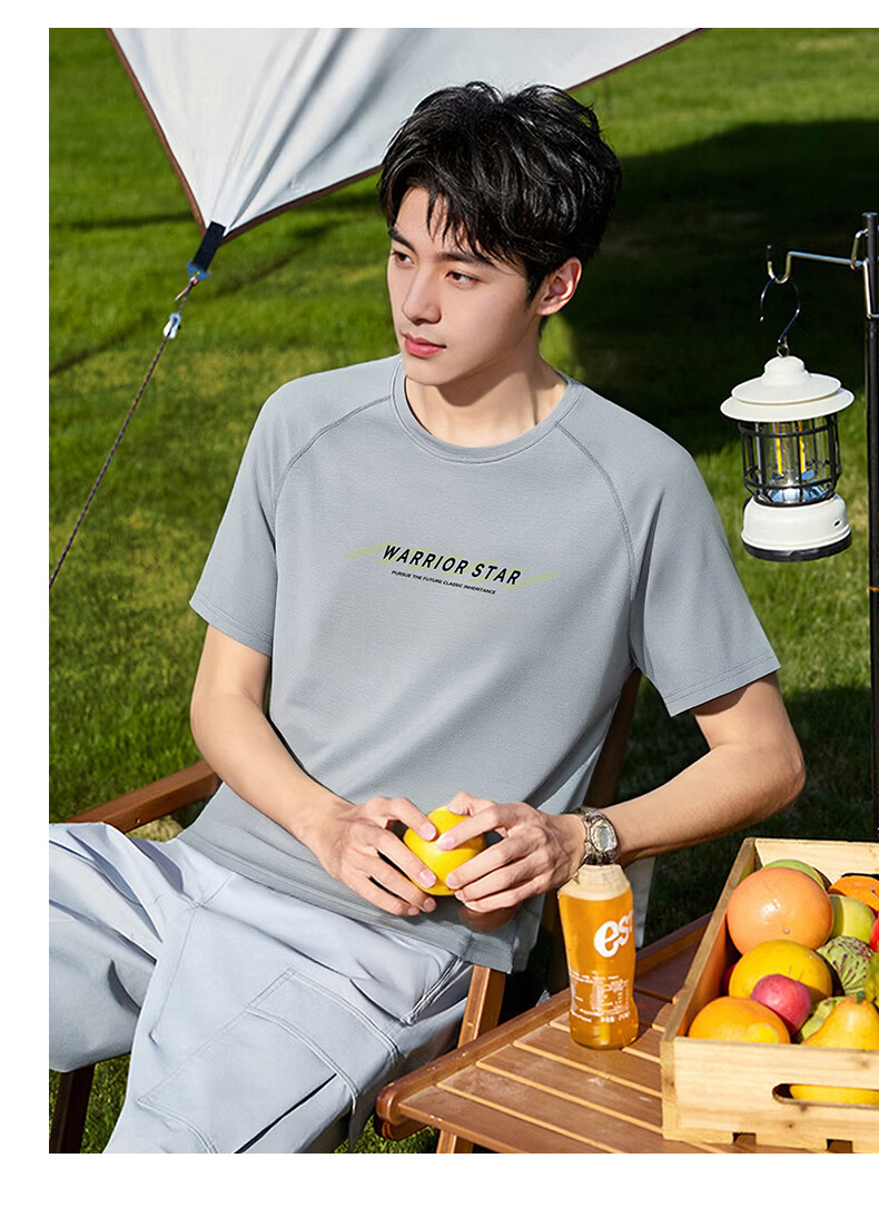 Warrior Men's Cotton Feel Casual Short Sleeve T-Shirt Loose Fit Crew Neck Sports Fitness Summer Top 17