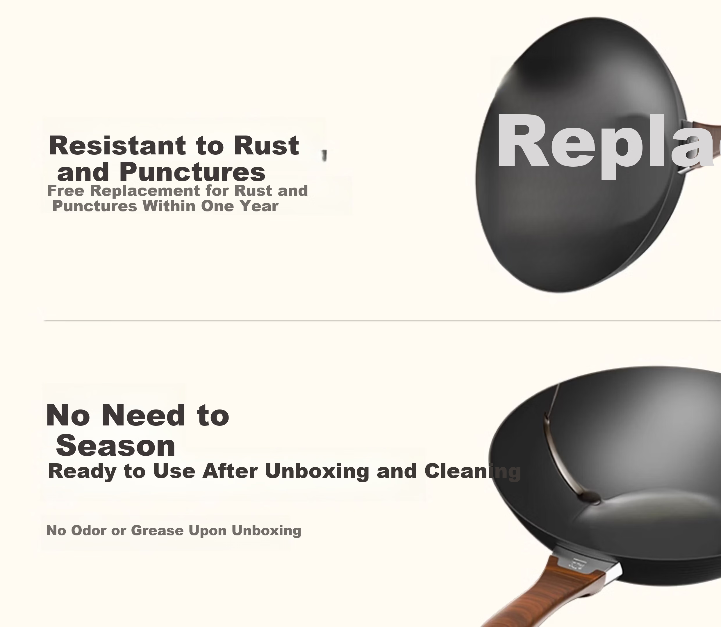 Alluflon Aluflon Titanium Volcanic Iron Frying Pan Healthy 0 Fluoride Rust-Free No Seasoning Non-Stick Home Cooking Wok 1