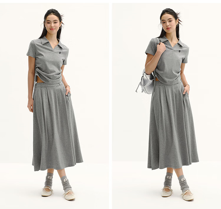 Semir Summer Women's Cotton Polo Shirt and Skirt Set 2026 Commuter Two-Piece Outfit 101326117008 15
