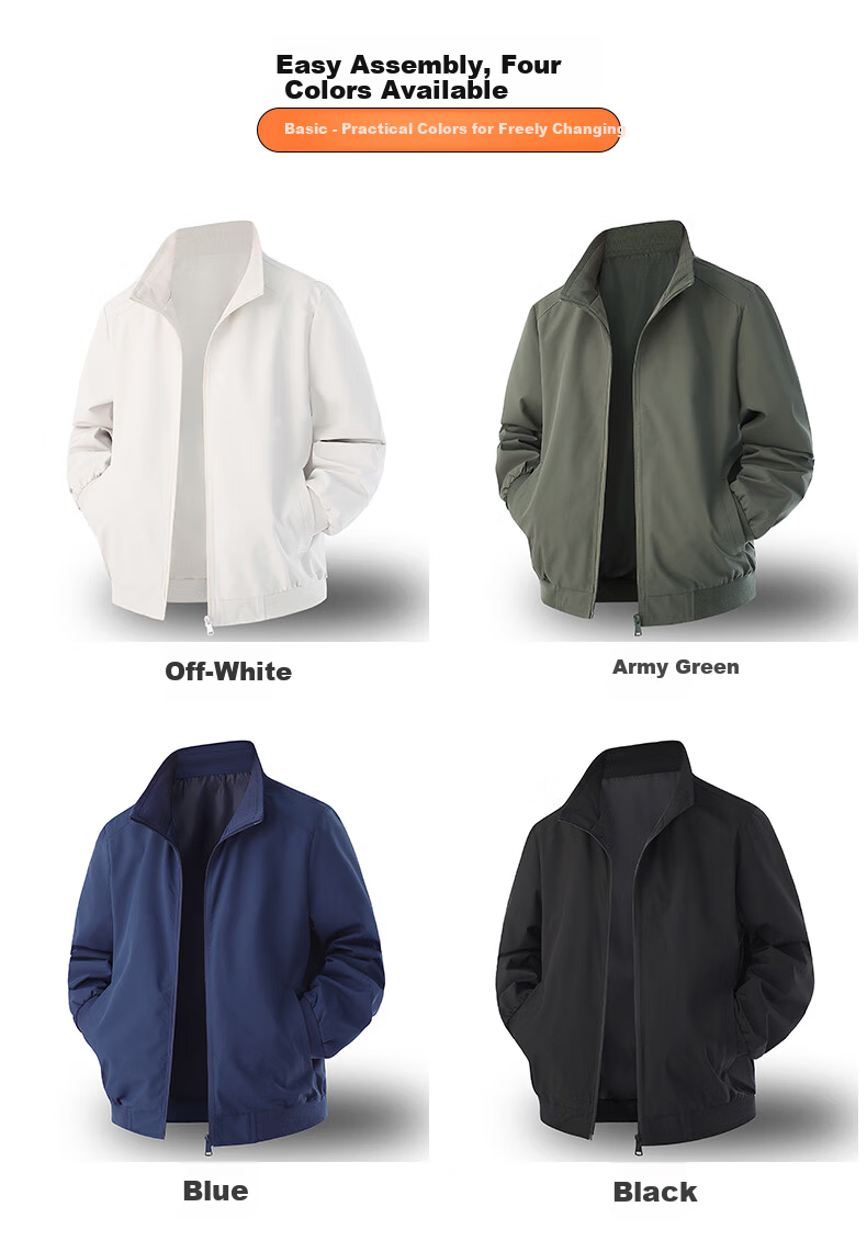 JEEP SPIRIT Men's Casual Autumn Sports Stand Collar Jacket Light Businesswear 2501 Off-White XL 7
