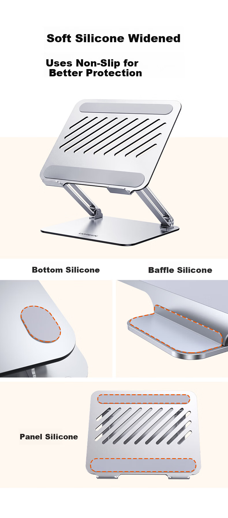 UGREEN Laptop Stand, Computer Tablet Phone Large Size Riser, Hollow Heat Dissipation, Dual-Axis Height Adjustable Vertical Stand, Suitable for Apple MacBook, Huawei, Lenovo, Xiaomi 9