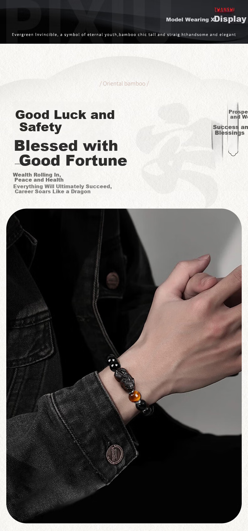 Chow Tai King Fortune Pixiu Black Obsidian Beaded Bracelet Men's Lucky Charm Luxury Wristband Practical Birthday Gift for Boyfriend Husband 10