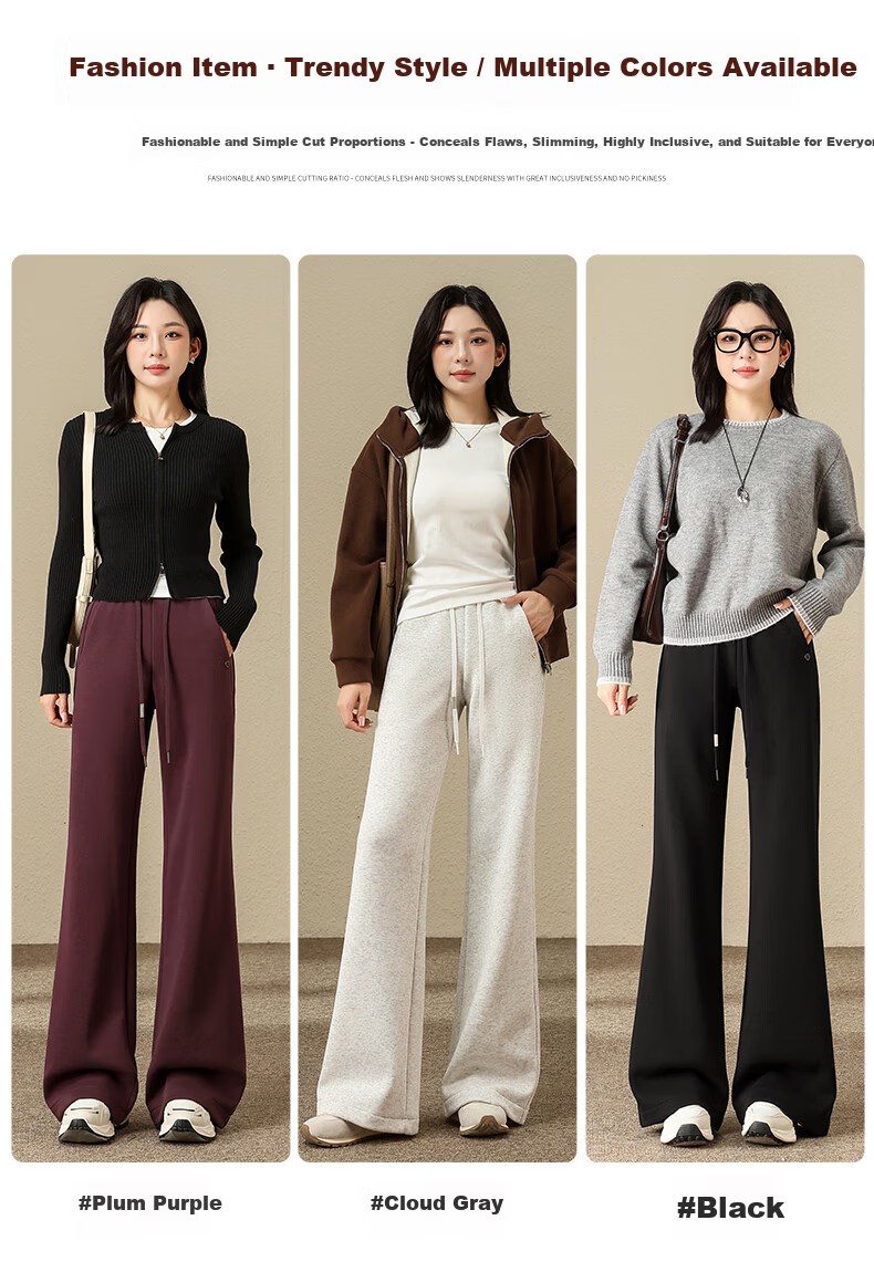 Jeanswest Women's Casual Autumn Winter Straight-leg High-waist Slim Fit Narrow Combed Cotton Slight Flare Pants Cloud Gray L 4