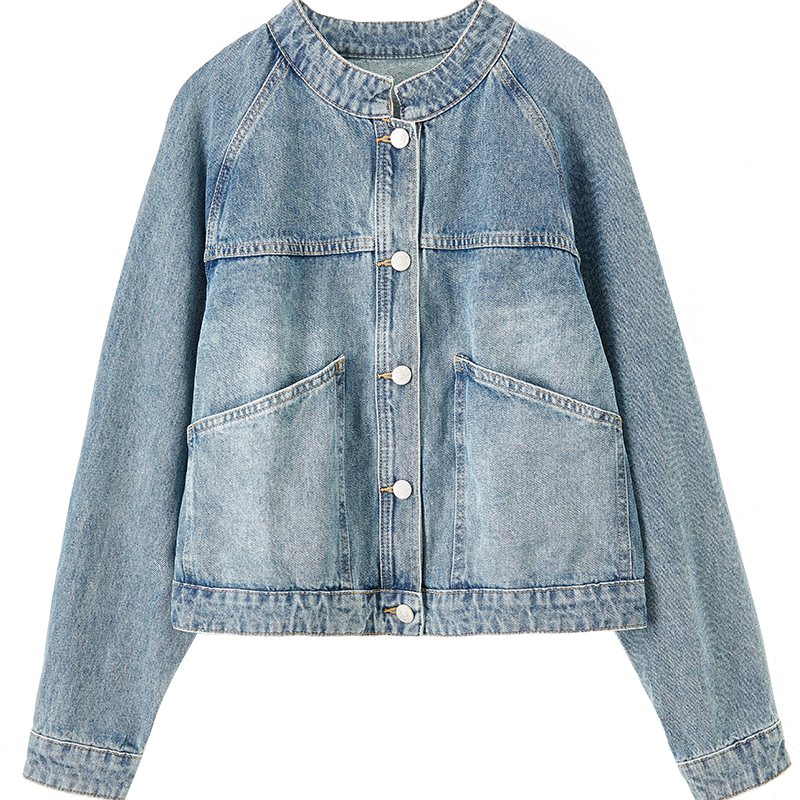 Sentubila Spring And Autumn Pure Cotton Denim Jacket, Short High-End Women's Clothing, Elegant Casual Versatile Top, Denim Blue, L