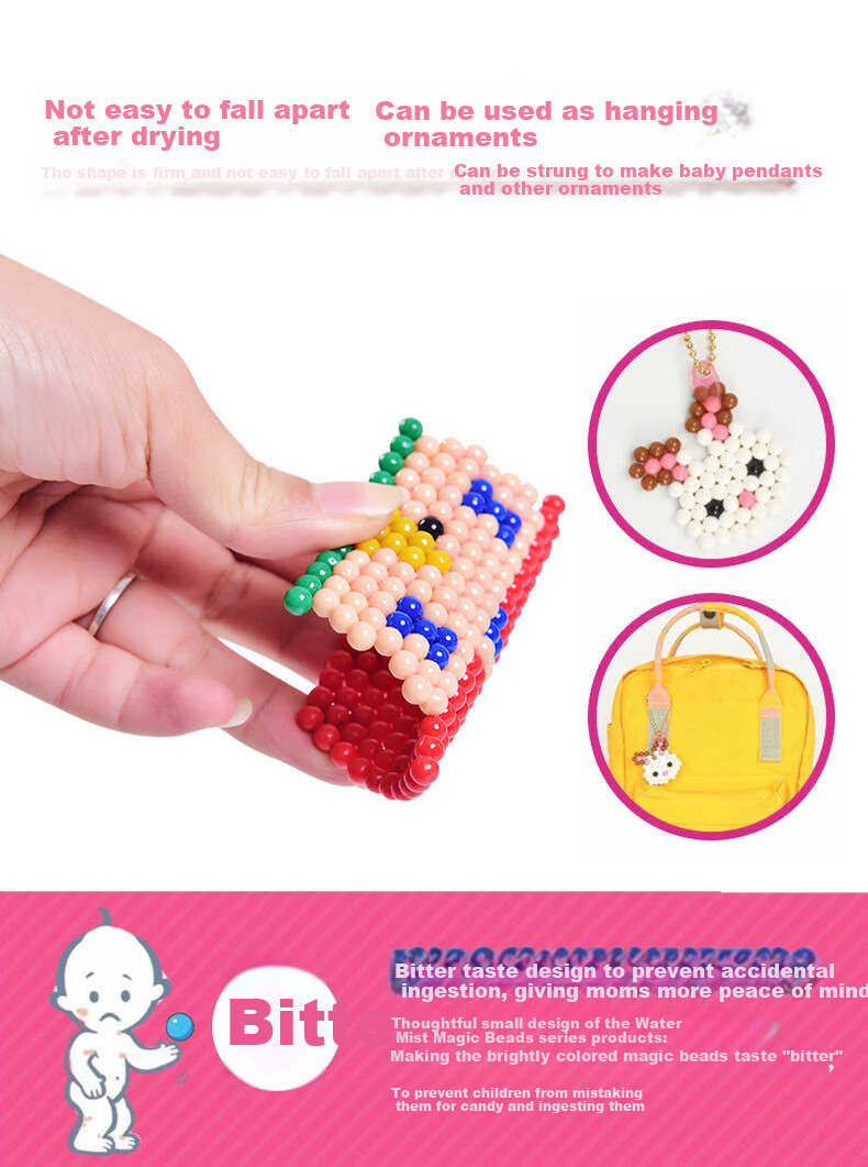 Baili Frost Night Glow Water Mist Magic Beads Children's DIY Craft Kit New Creative Perler Beads Toy 1200 Pieces 7