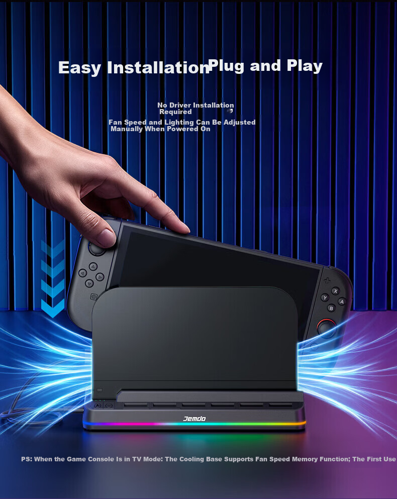Jemdo Cooling Base Fan for Nintendo Switch 2 OLED Storage Stand Cooling Device NS Auto Start-Stop Game Card TV Mode Accessory 6