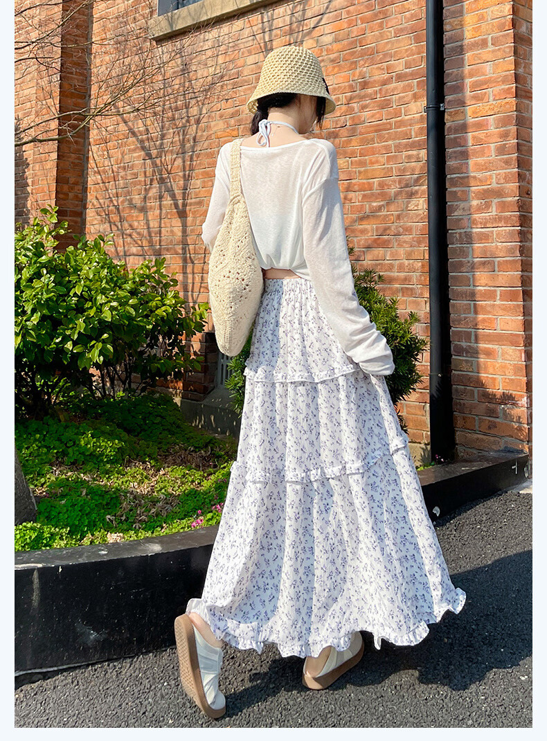 Borui Korean Style Floral Half-Length Skirt Long Skirt 2026 New Spring Summer Mid-Length Slim A-Line Puff Cake Skirt 16