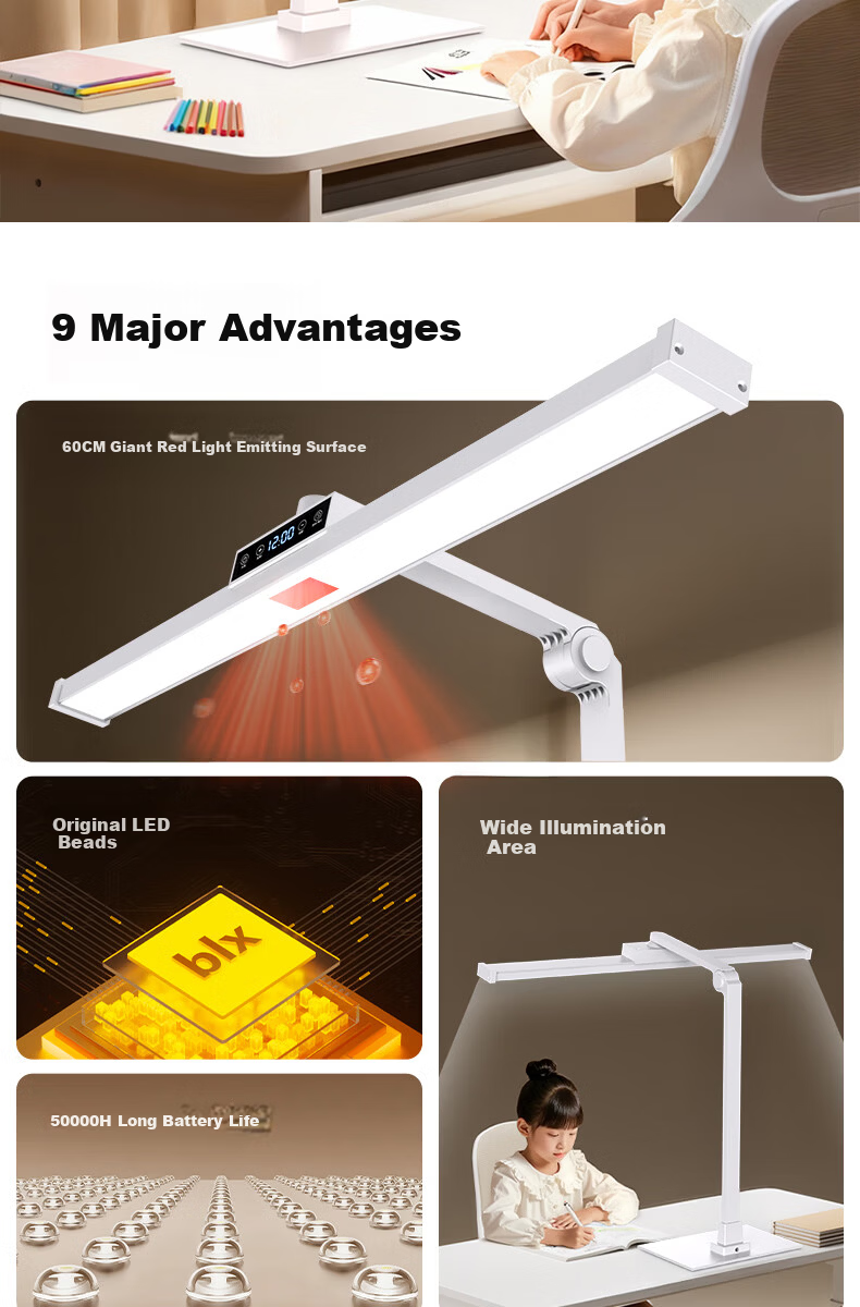 Boraer National AA Grade Desk Lamp Eye Protection Study Reading Lamp Children's Student Dedicated Desk Writing Large Road Lamp Clock Eye Protection Lamp 1