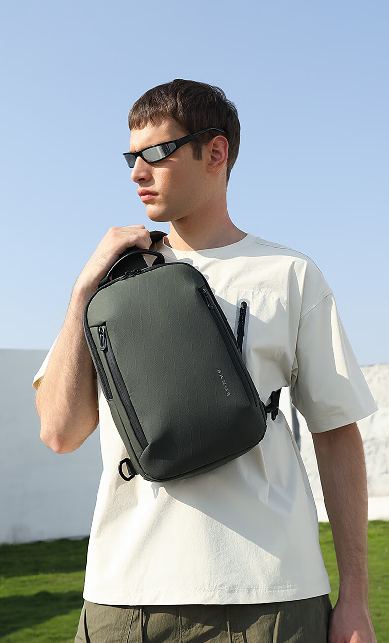Bange Men's Large Capacity Crossbody Travel Chest Bag Large Capacity Tablet Casual Shoulder Bag Trendy 3077 Black 7