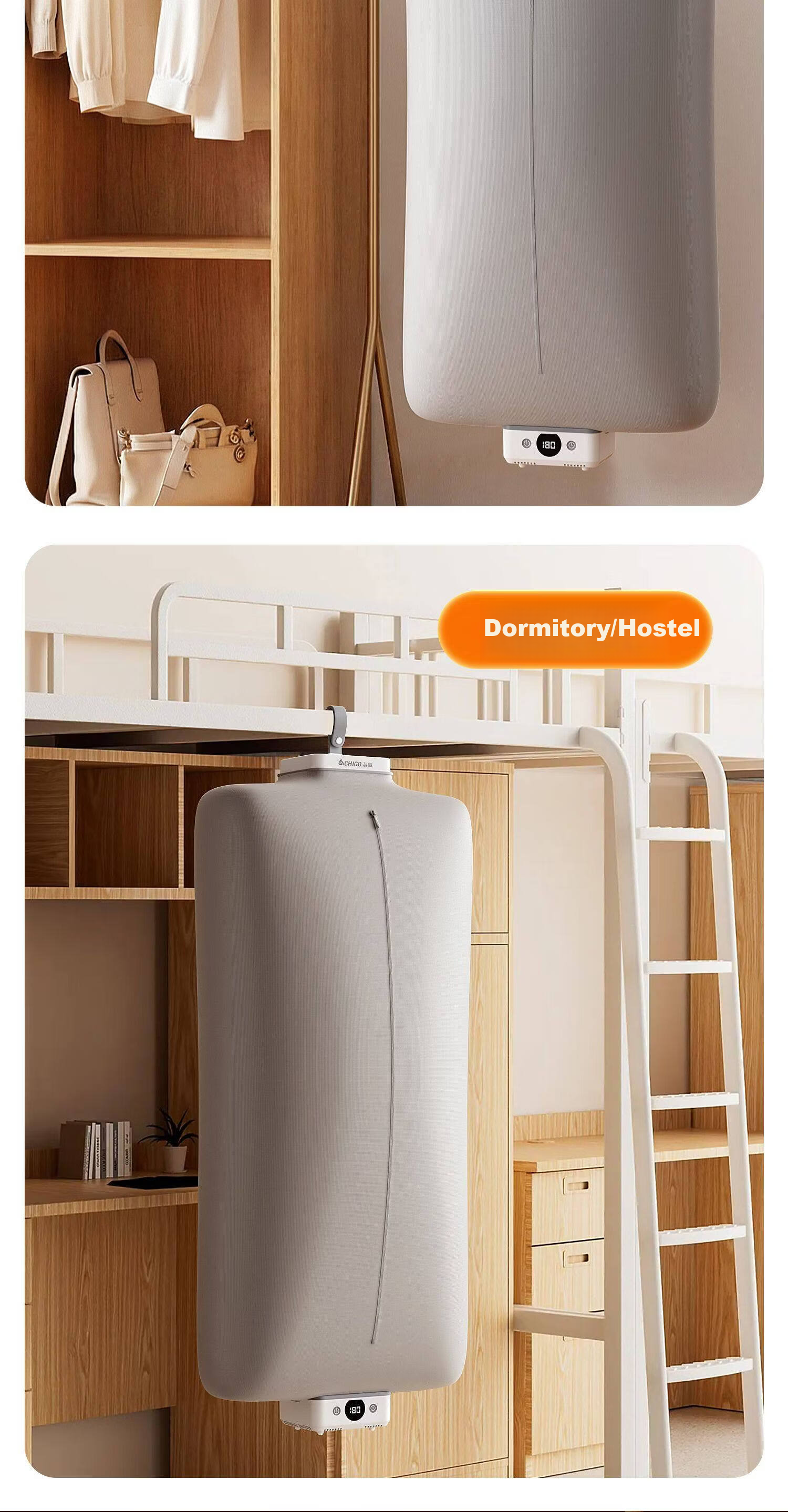 CHIGO Home Dryer Portable Mini Foldable Travel Laundry Dryer 2026 New Model 12