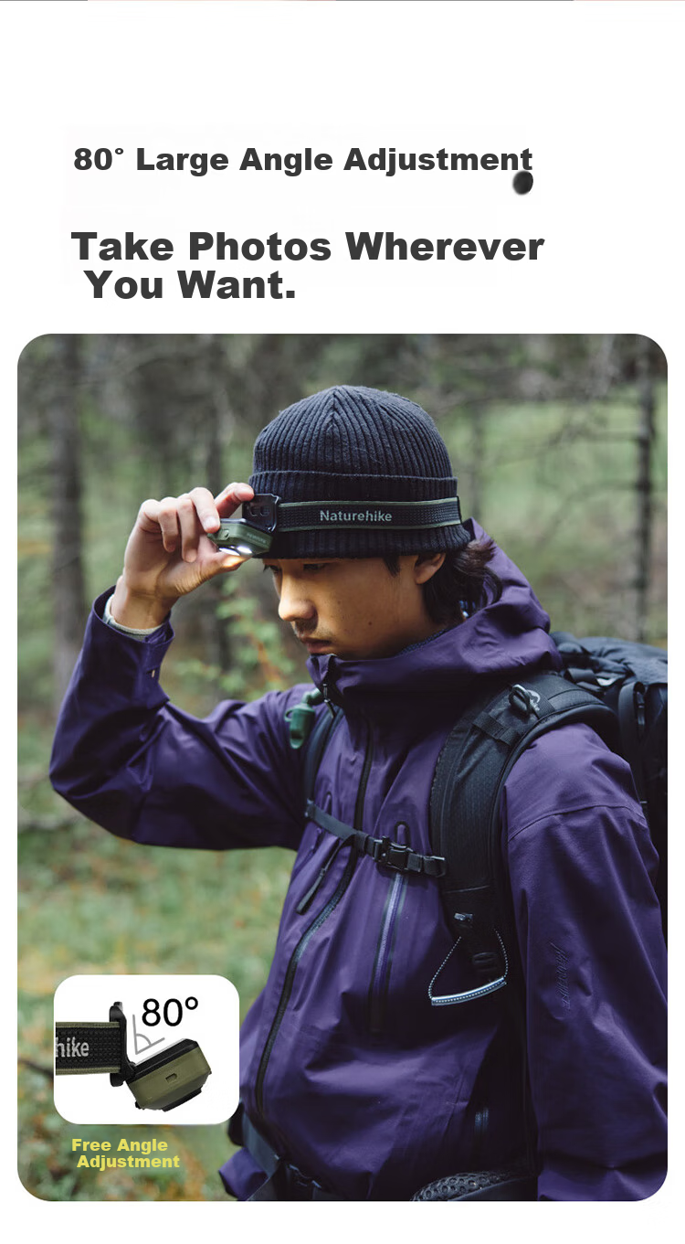 Naturehike Waterproof Outdoor Headlamp Rechargeable Long Battery Life Fishing Hiking Night Fishing Light Moss Green - Rechargeable Model 11