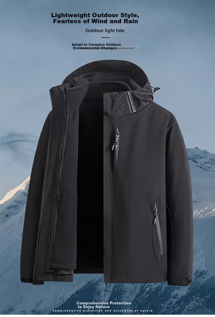 RED DRAGONFLY Men's Autumn Winter Windproof Waterproof Fashion Versatile Outdoor Hiking Mountaineering Jacket Black 2XL 2