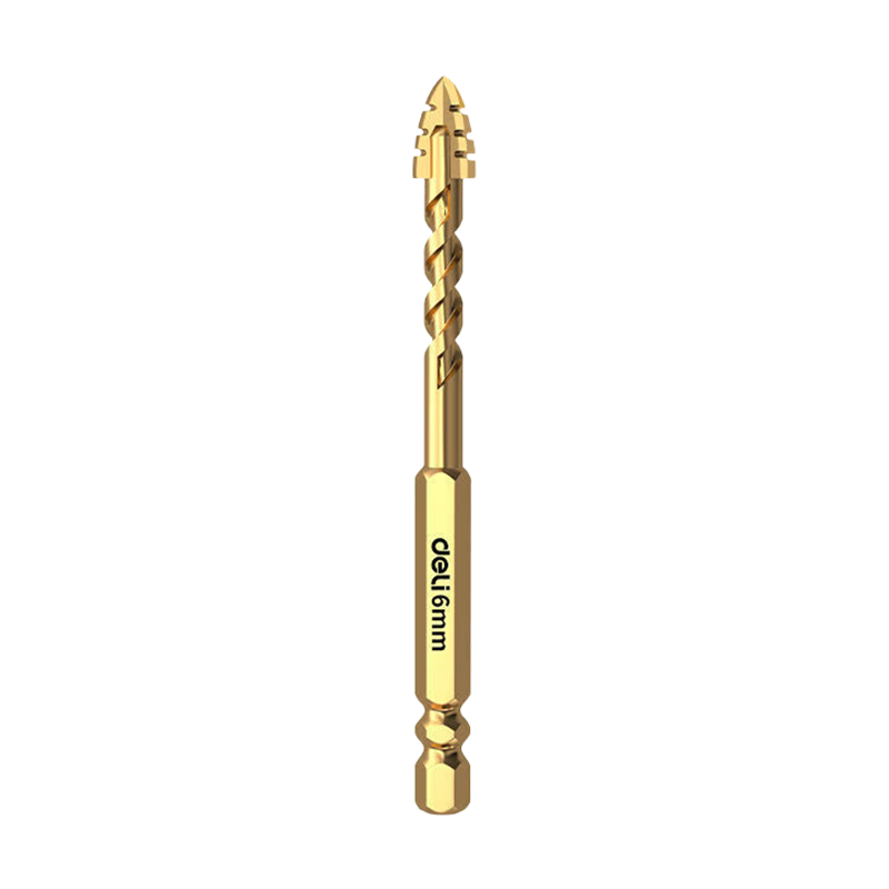 Deli 4-Blade Serrated Eccentric Drill Bit for Tile Drilling High Hardness Dry Wear-Resistant [6mm]