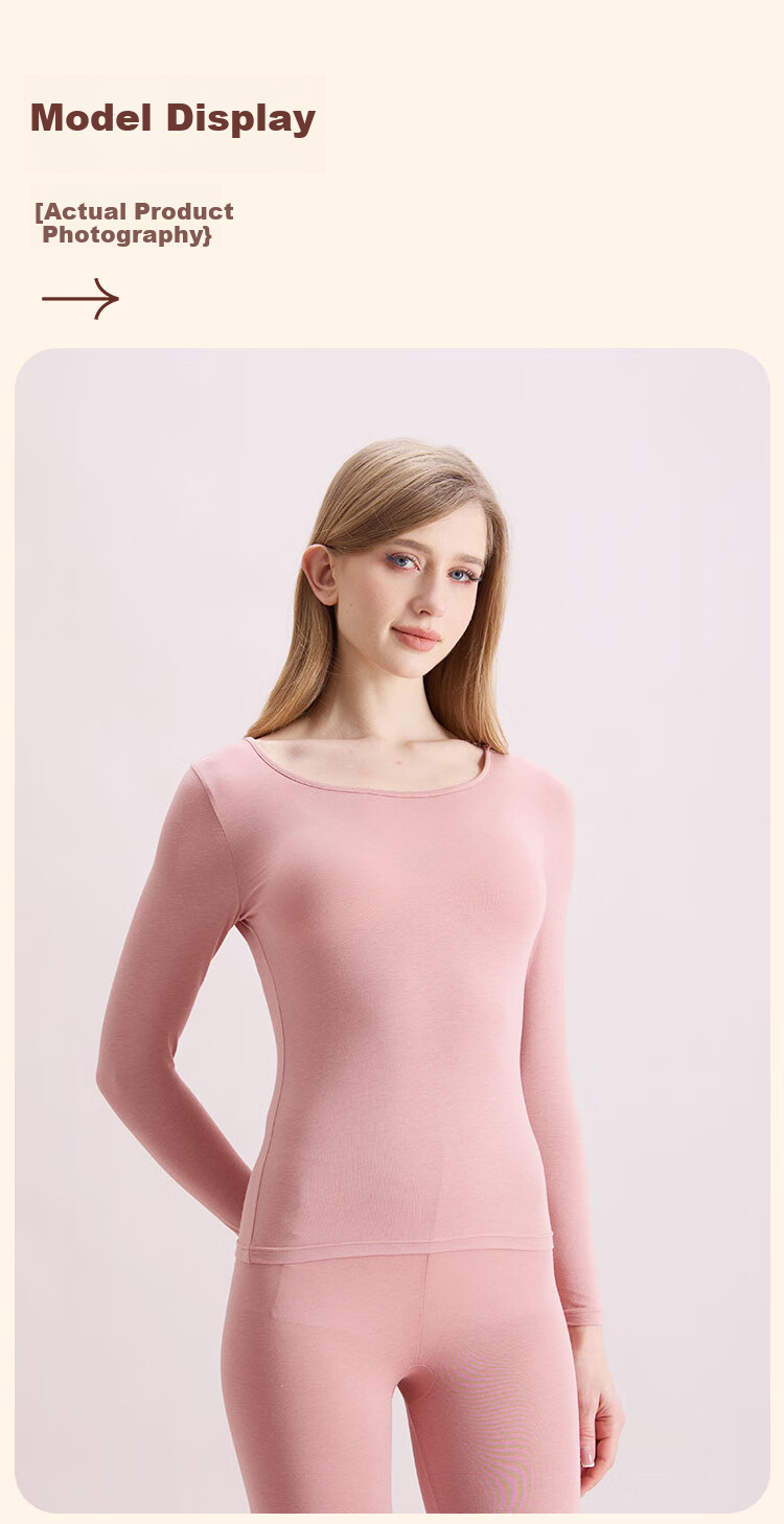 COVER ORANGE Women's Thermal Underwear Modal 7A Antibacterial High Elastic Slim Fit Skin-Friendly Seamless Base Layer Set 19