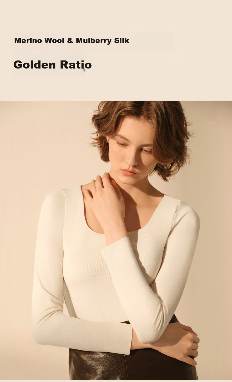 Ubras Liu Wen's Style Thermal Underwear for Women, Silk Blend with Wool Base Layer, Inner Wear, Autumn Top 2