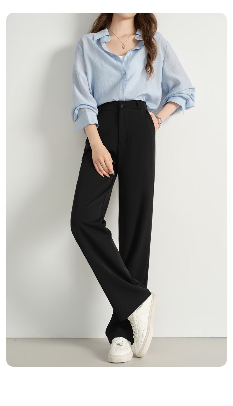 Langsha Women's Summer New Small Size Casual Suit Pants Formal Commuter Wide-Leg Slim High-Quality Trousers 16