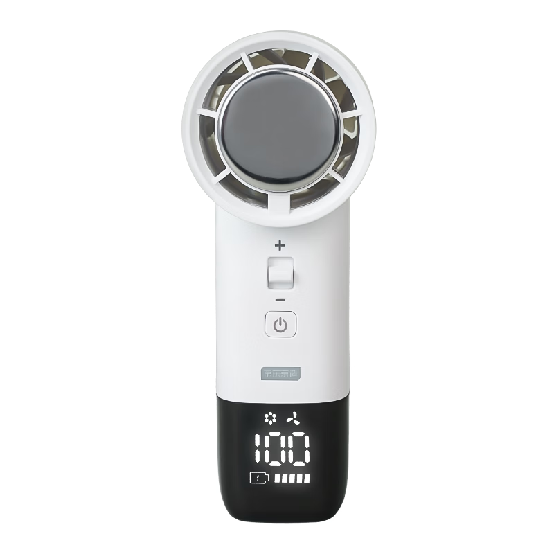 JD Jingzao Handheld Mini Fan Ice Cooling Fan Long Battery Life LED Display Desktop Fan USB Rechargeable Portable Outdoor Travel Camping 100-Speed Wind Gift