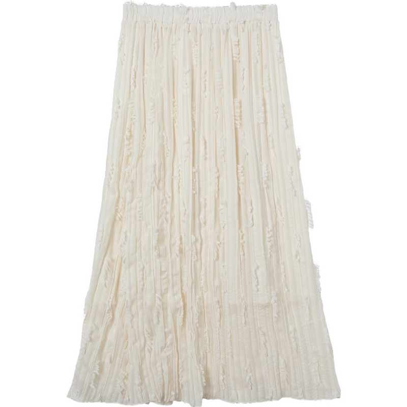 Demana "Yunshang Wubai" Summer Crinkled Texture Tassel Mesh Skirt Lightweight Flowing A-Line Long Skirt for Women