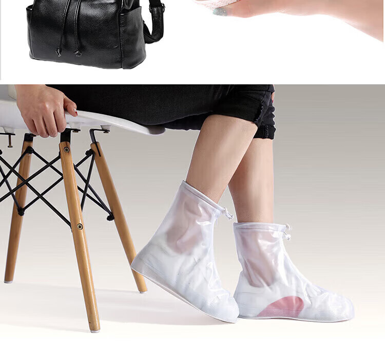 Chegui Mu Non-Disposable PVC Rain Shoe Covers Waterproof Anti-Slip Transparent Thickened Durable Shoe Covers Size L for EU 36-39 18