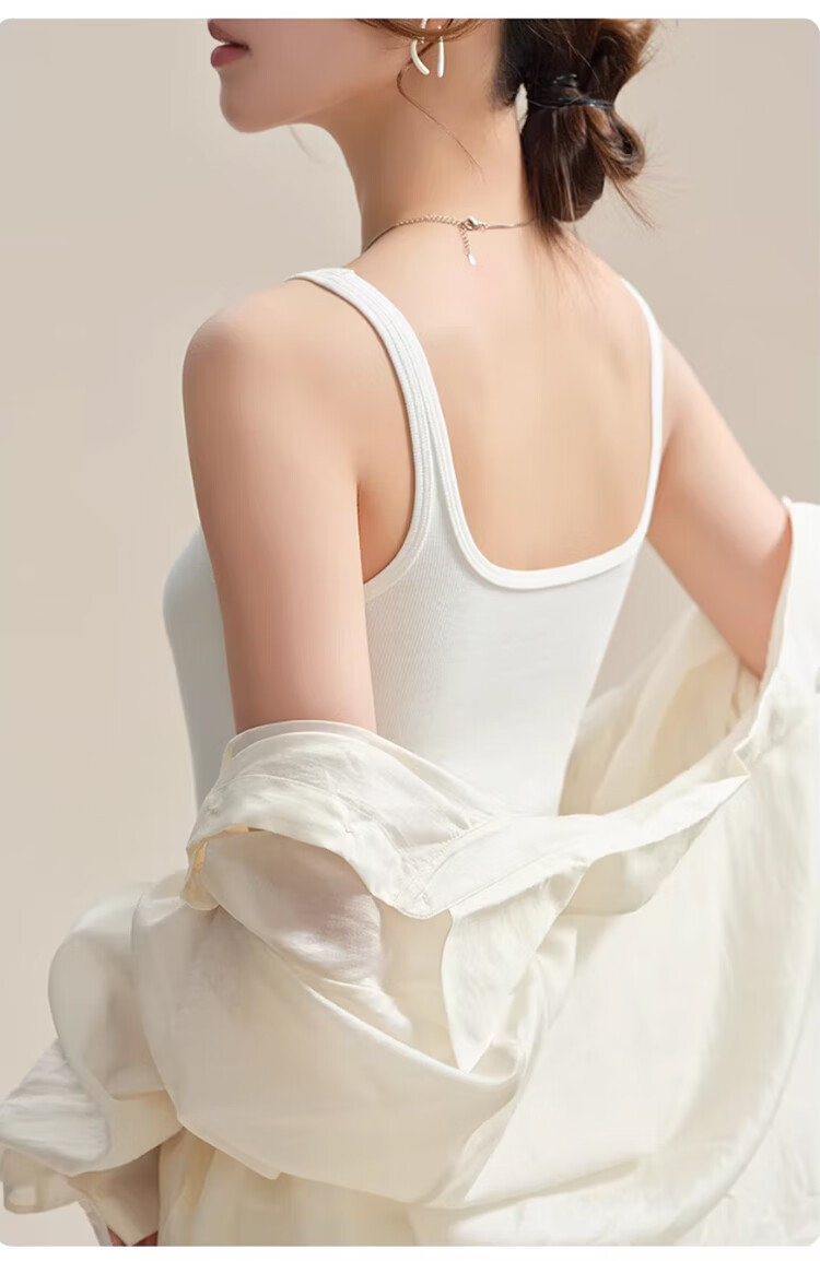 GUJIN Cotton Blend Side Coverage Thin Strap Camisole Vest for Women, No Chest Pad, Base Layer Top, Suitable for Outerwear and Blazer Innerwear, Size M 12