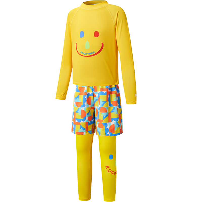 Kocotree KK Tree Kids Swimwear High-Visibility Highlight Swimming Set Boys Girls Long Sleeve Long Pants Sun Protection Three-Piece Set