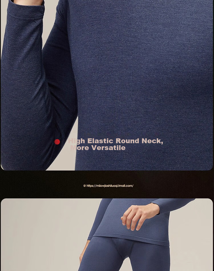 BOPRUIEY Men's Thermal Underwear Set Thin Heated Tight-Fitting Autumn Winter Thermal Shirt and Pants 15