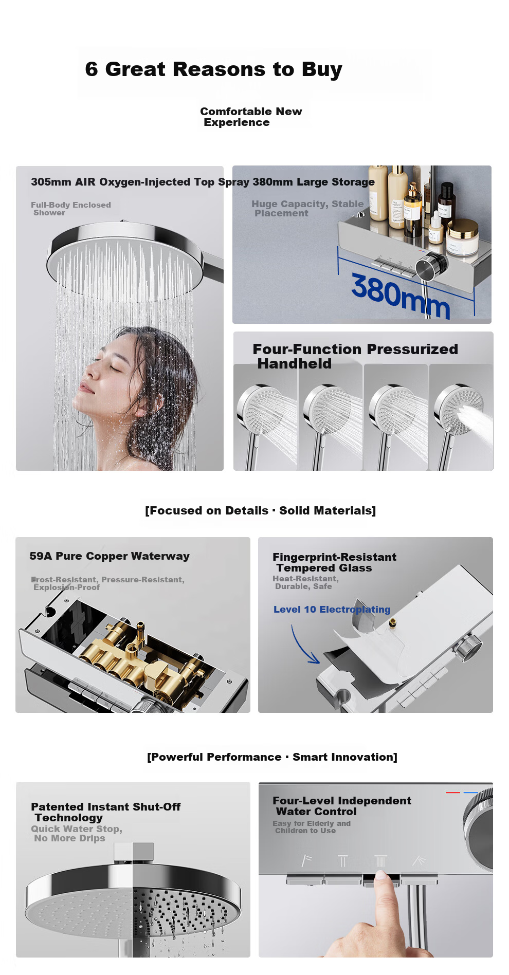 ARROW K530 Shower Set with Large Top Spray, Pressurized Multifunctional Piano Key Digital Display Handheld Shower AE34216MZCP-P 2
