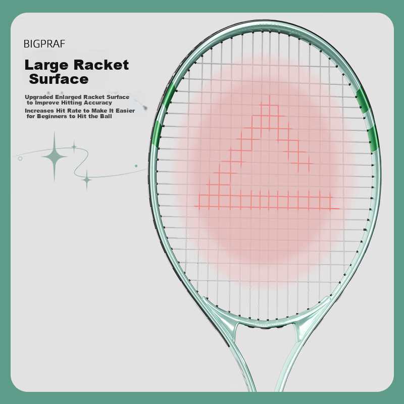 Peak Tennis Racket Adult Training Competition Advanced Lightweight Shock Absorption Rebound Single Racket Set Light Green