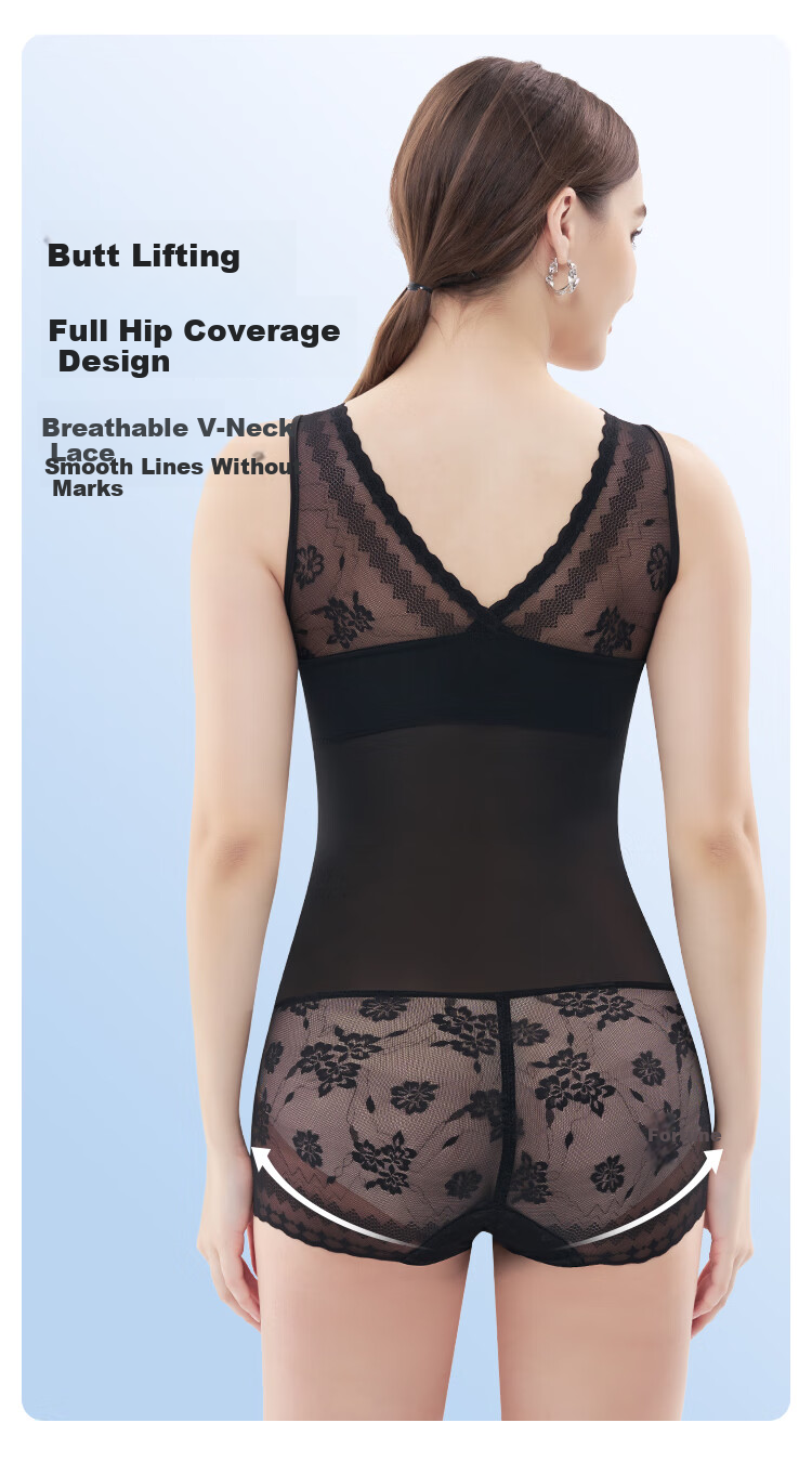 GRACEWELL One-Piece Shapewear Bodysuit Summer Thin Abdomen Control Hip Lift Strong Waist Shaping Slimming Body Shaper Bra-Free 2X 6