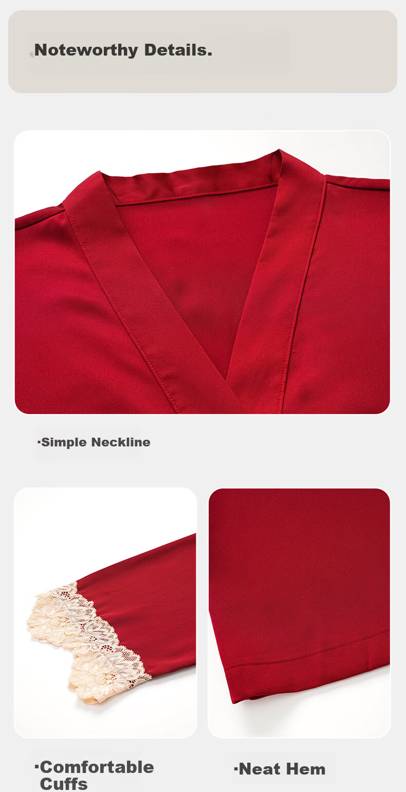 Caramella Women's New Chinese Style Spring Autumn Red Bridal Wedding Men's Couple Pajama Set 14
