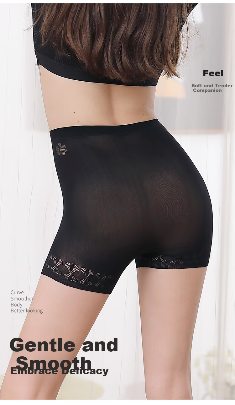 Avandi Women's Seamless Thin High-Waist Anti-Exposure Safety Shorts Four-Point Tummy Control Underwear 8