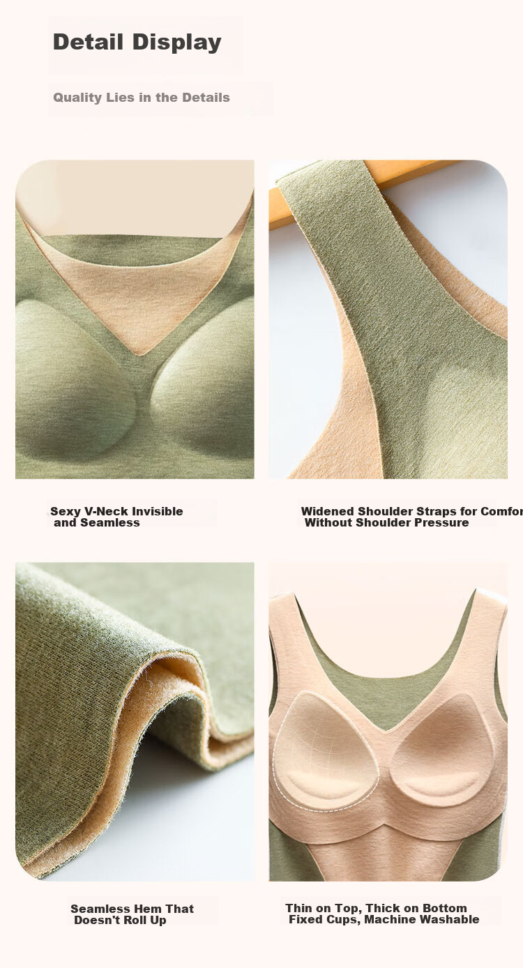 MiiOW Wool And Silk Thermal Vest for Women with Built-In Bra Pads, No Need to Wear Separate Bra, Shapewear Vest, Black, Size L 14