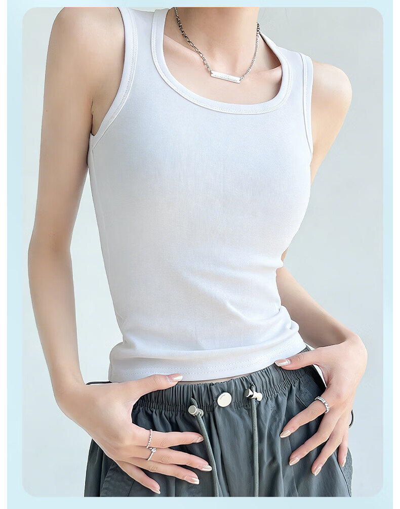 FitonTon Women's Summer 2026 New I-Strap Padded Backless Sleeveless Tank Top Outerwear 13