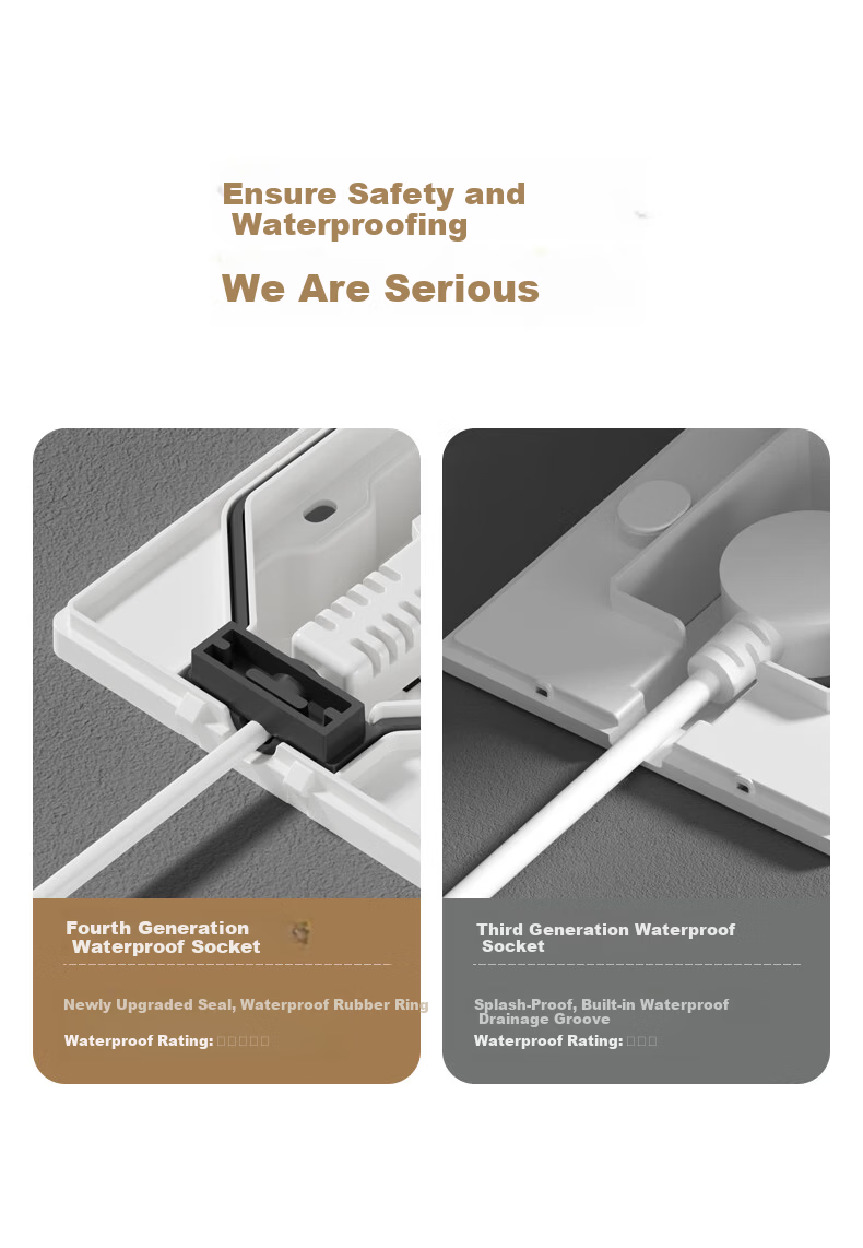 FDD Switch Socket 86 Type Embedded Socket Refrigerator Built-in Hidden Socket Five-hole 10A [White] 3