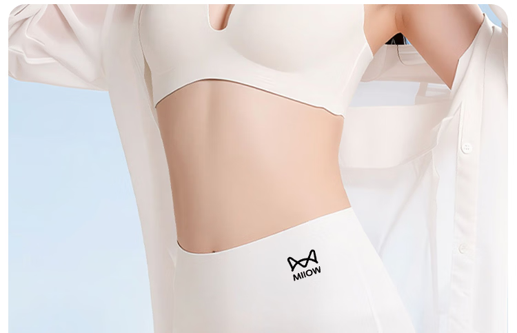 Miiow Probiotic 10A Antibacterial Safety Shorts Women's Anti-Exposure Ice Silk Seamless Tummy Control 3-in-1 Leggings 2-Pack L 2