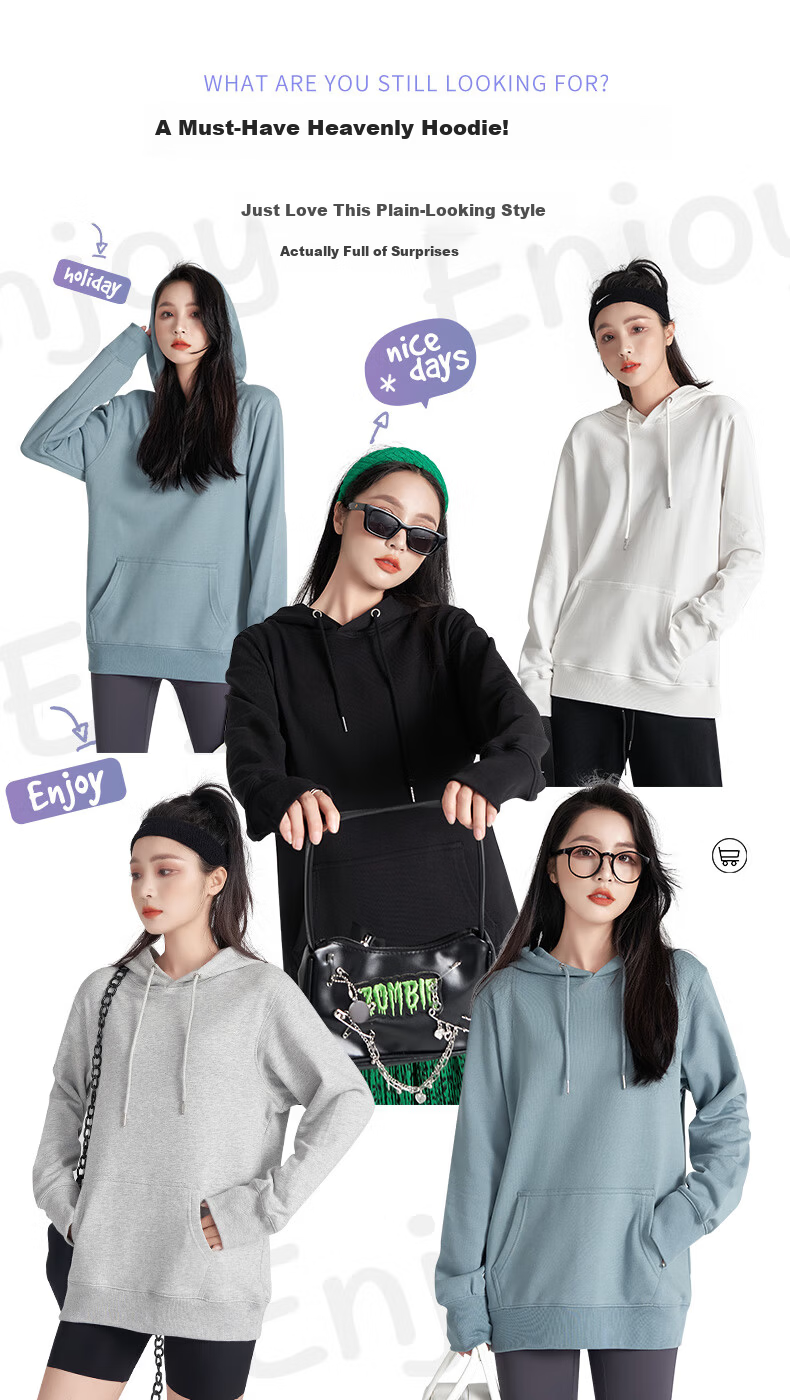 Langsha Women's Hooded Sweatshirt Spring Autumn Thick Casual Versatile Sports Loose Fit Long Sleeve Couple Jacket 1