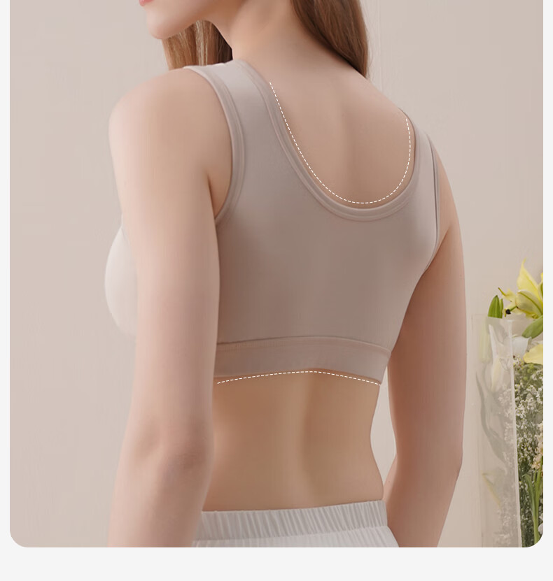 FENYE Three-Buckle Adjustable Nursing Bra Postpartum Feeding Pure Cotton Sleep Bra Anti-Sagging Large Breast Sleepwear Skin Tone L 26
