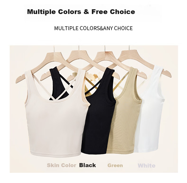 Urban Beauty Women's Camisole Vest Spring Summer Integrated Bra with Padding Solid Thin Base Layer Backless Underwear Outerwear Top 3